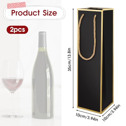 Styquenzer 583524_2_JYJKXRQE Wine Gift Bags 2 Pcs Luxury Wine Bottle Gift Bags, 4 Inchx4 Inchx13.8 Inch Reusable Liquor Bags With Gold Foil Print, Gold Foil Black Wine Bags For Party Wedding Party Anniversary Champagne Wine Bags thumb #1