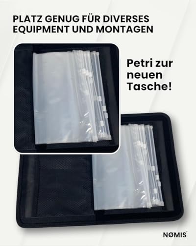 NØMIS XXL Vorfachtasche Angeln | Angeltasche | Hakentasche | Perfekter Organizer für Angelsets und Angelmontagen | Vorfachmappe Angeln | Angelscheinmappe | Meeresangeln Angelzubehör