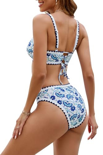 SEAFORM Women Two Piece High Waisted Bikini Set Boho Floral Print Swimsuit Tummy Control Bathing Suits Sexy Vintage Swimwear2