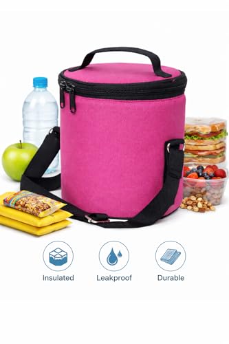Image of Insulated Lunch Bag, Polyester, Water Resistant, Classic Style, for Office, School and Travelling, 1 Litre (Without Containers, Size-6.5 X 6 X 6)