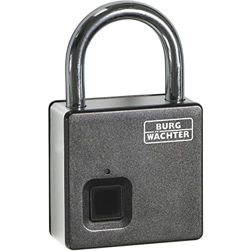 BURG-WÄCHTER Vorhängeschloss, Vorhangschloss mit Fingerabdruck, für außen und innen, 7 mm Bügelstärke, gehärtet, Aufbruchschutz, Scan & Lock 610 53