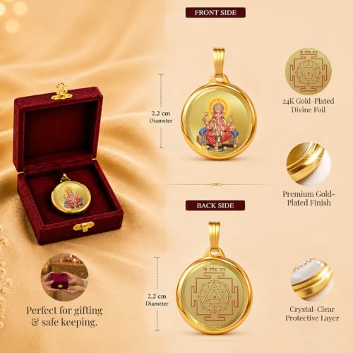 Image of DIVINITI 24K Gold Plated Double-Sided Religious Pendant with Premium Gift Box, Spiritual Locket for Men & Women, Devotional Jewellery for Gifting & Everyday Wear