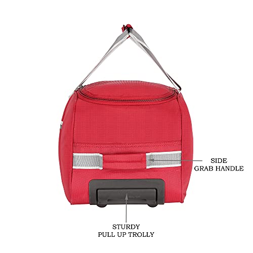 Image of Lavie Sport Lite Polyester 51 cm Small Travel Duffle Bag | 2 Wheel Cabin Luggage, Trolley Duffel Bag (Red)