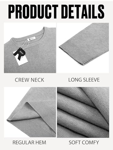 Image of Runcati Mens Crewneck Sweaters Casual Knit Lightweight Dress Sweater Long Sleeve Slim Fit Fall Winter Pullover