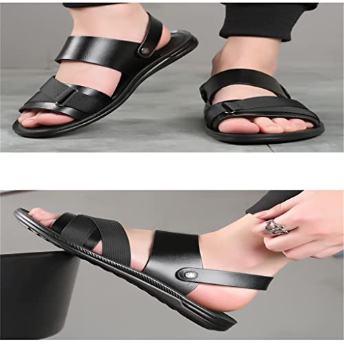 Men's Sandals Soft Sandals Comfortable Men Shoes Leather Sandals Big Size Soft Outdoor Men Sandals(D,9)2