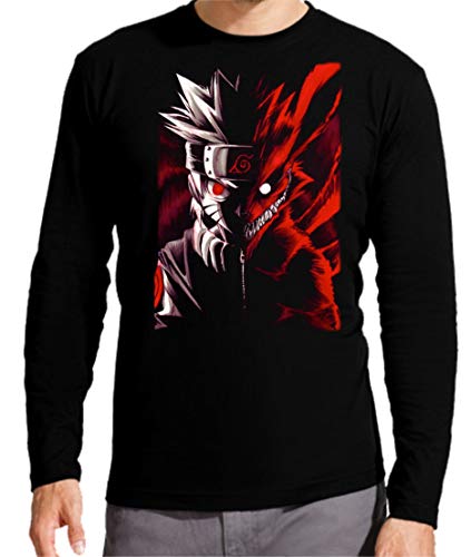 Camiseta Manga Larga de Hombre Naruto Manga Anime Shuriken Sasuke Kakashi 001 XL