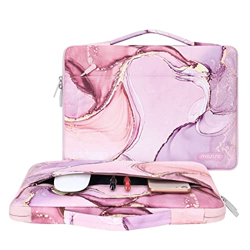 Mosiso Compatible With Macbook Air 13 Inch Case 2022-2018 Release A2337 M1 A2179 A1932 Retina Display, Plastic Hard Shell&Sleeve Bag&Keyboard Skin&Webcam Cover&Screen Protector, Marble Mo-Mbh216, Pink #TOP3