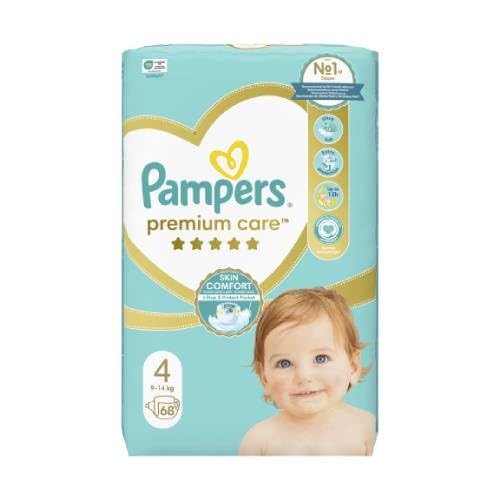 Pampers Windeln Größe 4 (9-14kg), Premium Care Windeln, 68 Stück, Bester Komfort und Schutz empfindlicher Haut von Pampers