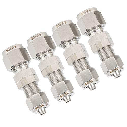 304 Stainless Steel 4 Pcs Sleeve Compression Fitting, 2-touch Fitting, for Wall and Board Hard Tube Conversion Hose (?8*5)