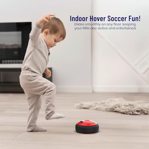 Image of Mirana Baby Air Ball | Hoverball Puck Toy for Kids & Toddlers | USB Rechargeable Type-C Battery Powered Football | Indoor Floating Hover Soccer Ball | Best Gift for Boys and Girls 2-10 Year (Red)
