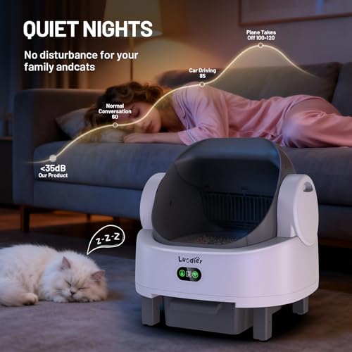 Automatic Litter Box, Open Top Large Self Cleaning Cat Litter Box for Multiple Cats, with APP Control/Multiple Safety Sensors/Trash Bag/Litter Mat, Cat Box Automatic Cleaning White - Image 5