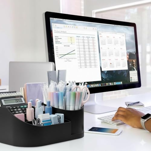Image of Golden bird 360 Degree Rotating Desk Organizer Makeup Brush Organizers and Pencil Pen Organizers for Desk Desktop Storage Stationery Supplies Cute Pencil Cup Pot for Office School Home (BLACK)