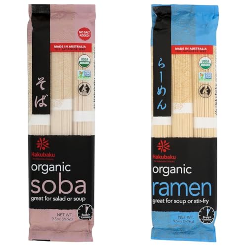 Hakubaku Organic Japanese Noodles Bundle - Soba and Ramen, 9.5 Oz Each image 2