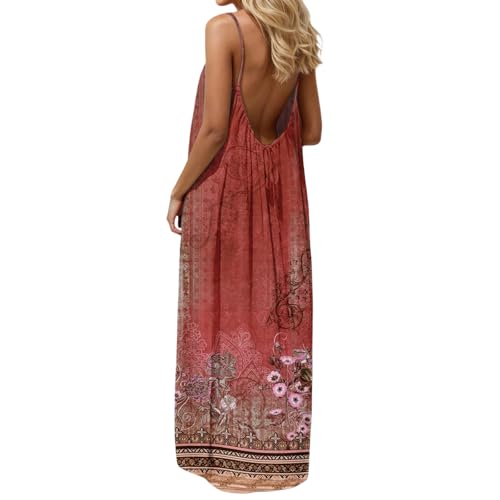 Image of HTHLVMD Backless Cami Dress Summer Dresses for Women 2026 Spaghetti Strap Dresses Womens Solid Color Backless Cami Dress