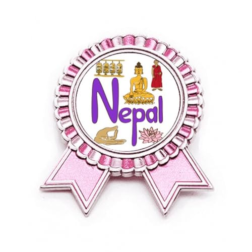 Broche rose Népal en métal rigide et finitions de taille M
