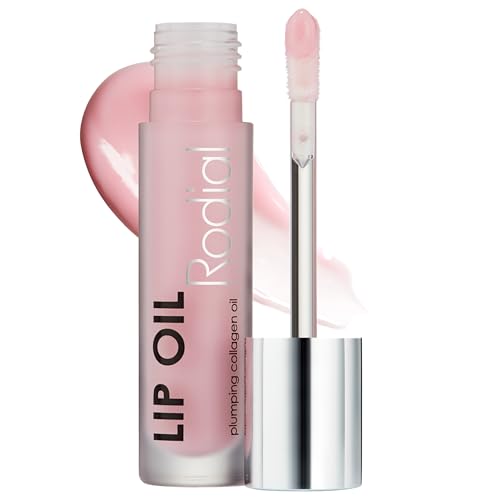 Image of Rodial Plumping Collagen Lip Oil 0.14 fl oz, Hydrating Vegan Lip Oil for Fuller-Looking Lips, Nourishing Botanical Oils with Cherry, Jojoba & Macadamia, Sheer Pink Gloss Finish