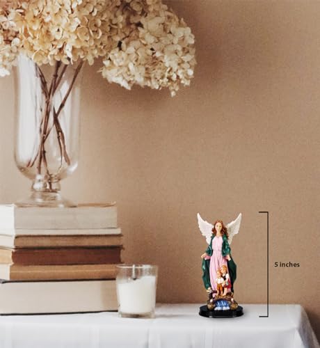 Estatua Ángel de la Guarda con Niños en Puente 5 Pulgadas miniatura 3
