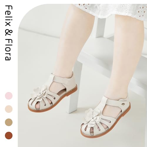 Image of Felix & Flora Toddler Girls Sandals Flower Girl Shoes Soft Rubber Princess Flat Shoes