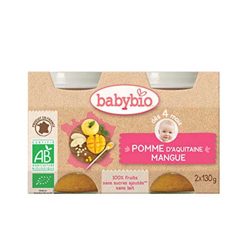 Babybio mangue pomme de Nouvelle-Aquitaine dès 4 mois 2x130g