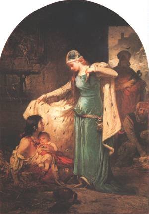 Peinture à l'huile de Sainte Élisabeth de Hongrie 1882 Sandor reproduction sur toile 20x24 pouces