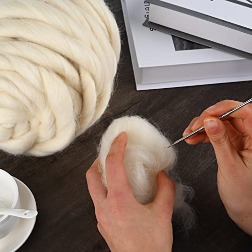28.8 Oz Wool Roving Off-White Needle Felt Roving Soft Chunky Jumbo 100% Pure Wool Yarn Felting Core For Hand Spinning Felting Projects Arm Knitting Blanket Diy Craft Materials #TOP3