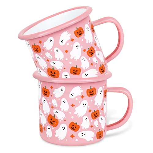 Set 2 Mugs de acero esmaltado Halloween 12 oz miniatura 1