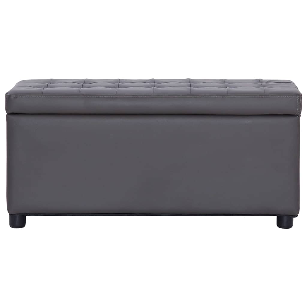 Homgoday Baúl de 87,5 cm gris de piel sintética, mueble de baúles y baúles para exteriores, caja de jardín, porta herramientas de jardín, puf de exterior, baúl de exterior