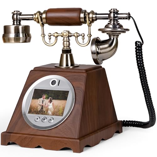 Image of RetroVox Video & Audio Guest Book Wedding Phone Guestbook Creative Easy to Use & Fun Engagements Anniversaries Baby Showers Graduation (A Wood Grain Brown)