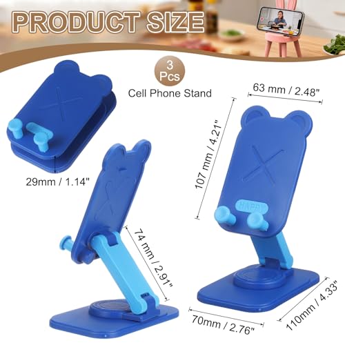 Support téléphone portable pliable ours bleu lot de 3 réglable pour bureau - 2