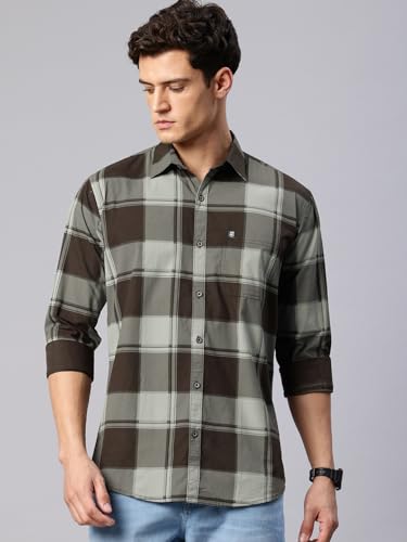Image of Majestic Man Stylish Slim Fit Cotton Spread Collar Checked Casual Shirt