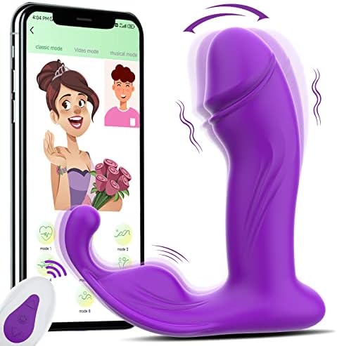 AXFLY Wearable Wiggling G Spot Sex Toys Butterfly Vibrator with 10 Vibrating & 3 Wiggling Modes,App & Remote Control Rechargeable Dildo Clitoral Stimulation Butterfly Vibrator for Couples Purple