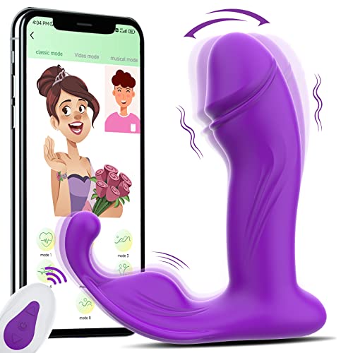 Axfly Wearable Wiggling G Spot Sex Toys Butterfly Vibrator With 10 Vibrating & 3 Wiggling Modes,App & Remote Control Rechargeable Dildo Clitoral Stimulation Butterfly Vibrator For Couples Purple #TOP16
