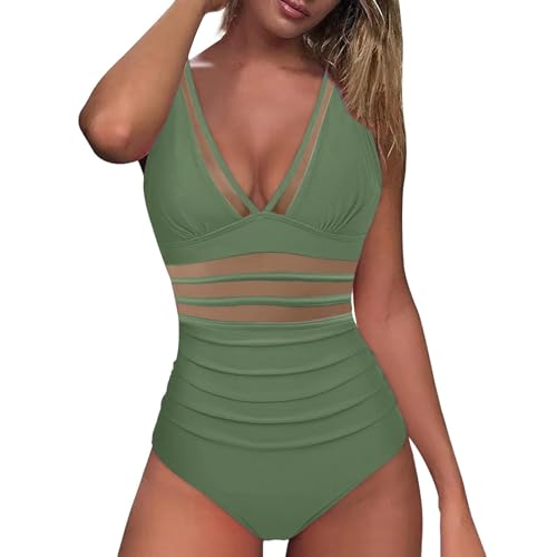 Bañadores Mujer Sexy Talla Grande Bañador Vientre Plano Reductores con Sujetador Traje De Baño Mujer Menstrual 2025 Brasileño Trikinis Mujer Natacion Verano Swimwear Verde del ejército L