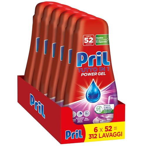 Pril Gel All In One Limone e Lime, Detersivo Lavastoviglie