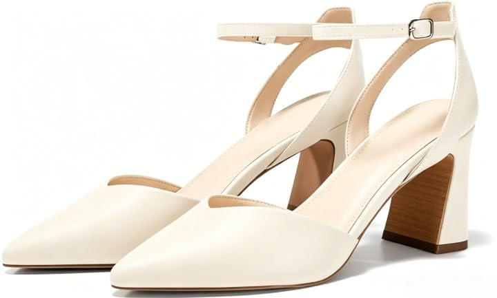 Image of Juliet Holy Womens Closed Toe Heels Chunky Block Heel Ankle Strap Pumps Slingback Heeled Sandals