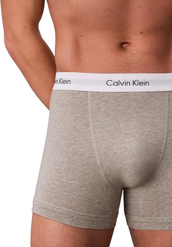 Calvin Klein Herren 3er Pack Boxershorts Trunks Unterwäsche, Mehrfarbig (Black/White/Grey Heather), L 3