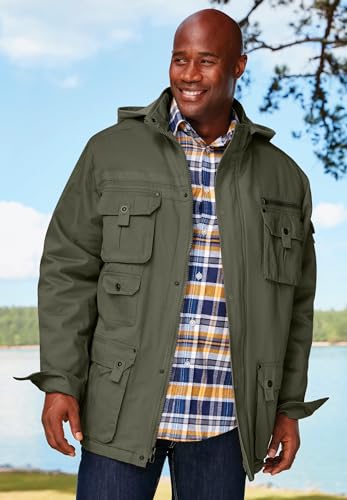 Boulder Creek by KingSize Men's Big & Tall 9 Pocket Twill Utility Jacket With Removable Hood4