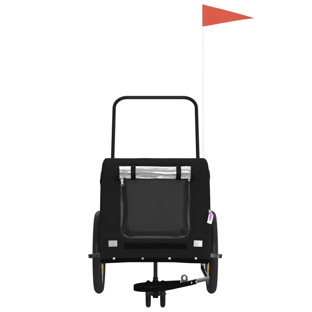 vidaXL Fietstrailer 30 kg ijzer zwart en blauw - Fietsaccessoires | Aanhangers en Karren