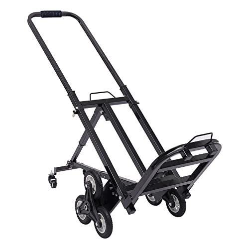 Stair Climbing Cart 460lbs Capacity, Portable Folding Trolley with 8 Wheels, Stair Climber Hand Truck with Adjustable Handle for Pulling, All Terrain Heavy Duty Dolly Cart for Warehouse (Style-D)