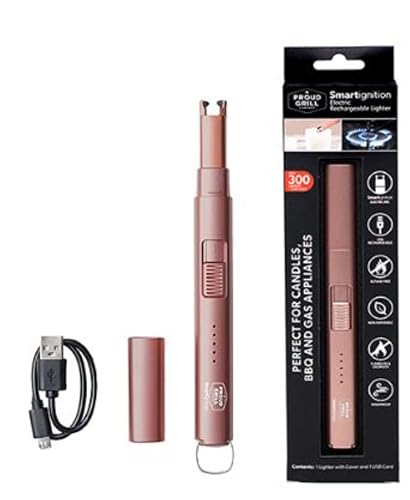 Proud Grill Smartignition Electric Rechargeable Lighter - Rose Gold. Perfect as a Candle Lighter, for Grills and Gas Appliances | Portable and Odor Free | Non-Disposable