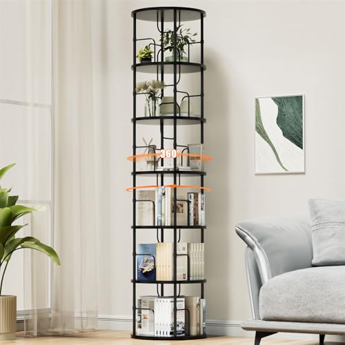 Générique - Bibliothèque rotative à 360° - En bois - Avec 6 niveaux - Niveaux réglables -...