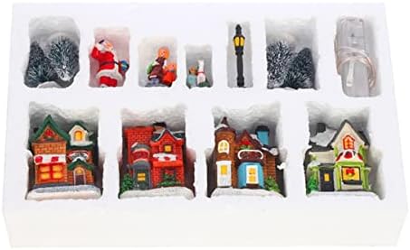 Veemoon Christmas House Town Decors Accessories Delicate Led Figurines Houses Models Lighted Tabletop Gift Luminous Building Decoration Village Lit : Glowing Doll