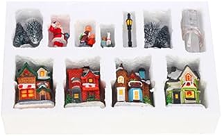Veemoon Christmas House Town Decors Accessories Delicate Led Figurines Houses Models Lighted Tabletop Gift Luminous Building Decoration Village Lit : Glowing Doll