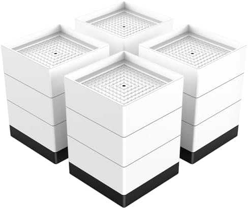 （16:00時点） Umelee 洗濯機かさ上げ台 10.8cmかさあげ 机 テーブル 脚 継ぎ足し 洗濯機置台 防振ゴム 乾燥機 ソファー ベッド用 高さ調節 振動・異音軽減 滑り止め 床に傷防止 4個入り ホワイト