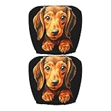 Protectora para reposacabezas de Coche | 2 Piezas Protector de reposacabezas con diseño de Perro - Protector Transpirable elástico Divertido - Universal Unisex Vehículo