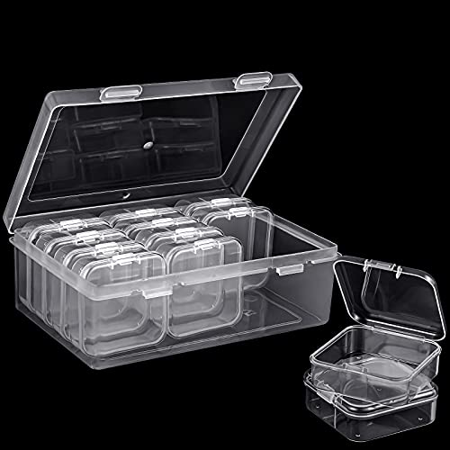 Image of Blulu 13 Pieces Small Bead Organizers Plastic Bead Storage Containers with Lids Mini Clear Storage Cases Transparent Craft Boxes for Jewelry Diamonds DIY Art Craft Accessory(2.1 x 2.1 x 0.8 Inch)