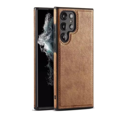 Image of Leather Case for Samsung Galaxy S20 Ultra Premium Protective Stylish Slim Cover with Shockproof Raised Edges Brown