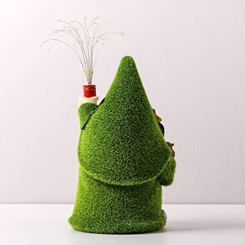 Roundot Garden Gnome Statue - Resin Gnome Figurine Holding With Little Owl And Solar Led Lights Strip, Outdoor Decorations For Patio Yard Lawn Porch, Ornament #TOP5