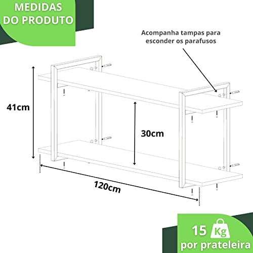 Prateleira Estilo Industrial Banheiro Parede GND PP 120cm