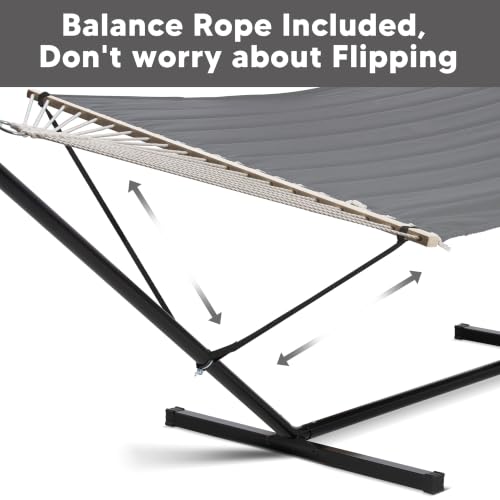 Image of SUNCREAT Hammocks for Outside with Stand, 475 lbs Capacity, Light Gray